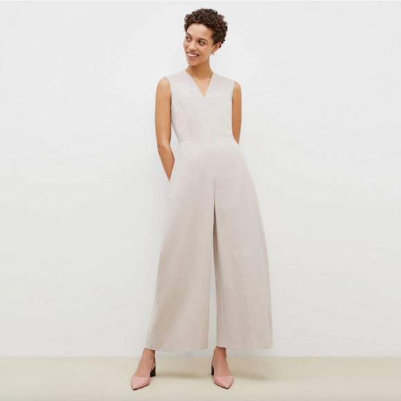 MM Lafleur Pants - MM Lafleur Beige Sleeveless Jumpsuit